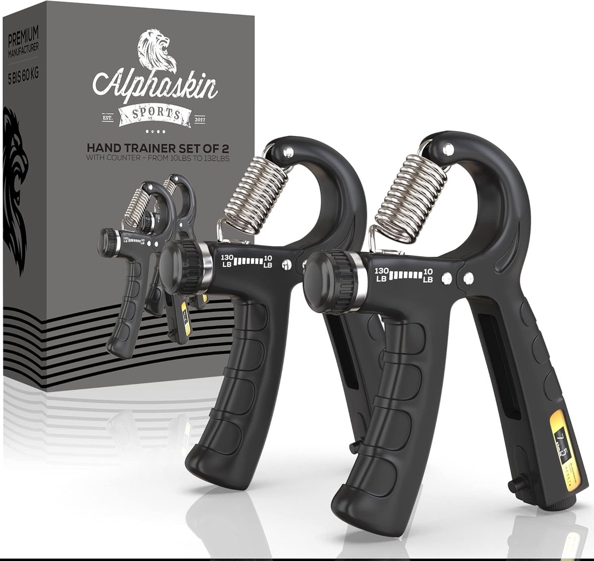 Thijox - Premium Handtrainer Set van 2 & 5 Vingertrainer voor Grip Krachttraining, Onderarm Trainer, Vinger Halter Training Apparaat, Verbeterd Concep