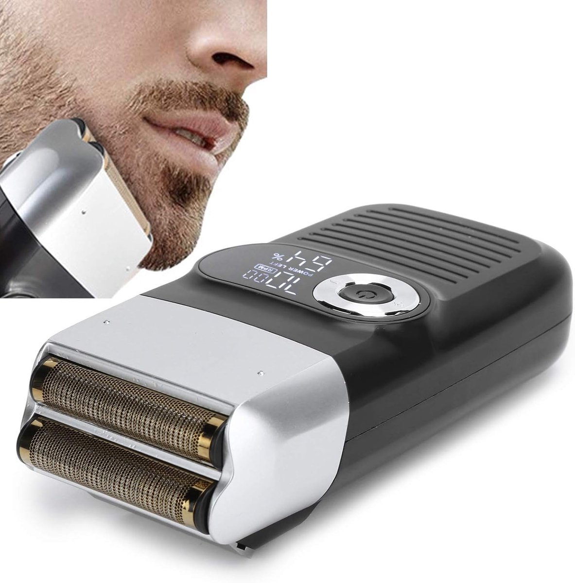 SnelShoppen - Elektrisch Folie Scheerapparaat, USB Oplaadbaar, 2 in 1 Baard Trimmer en Snor Scheermes met LCD Display voor Mannen, Perfect voor Thuisg