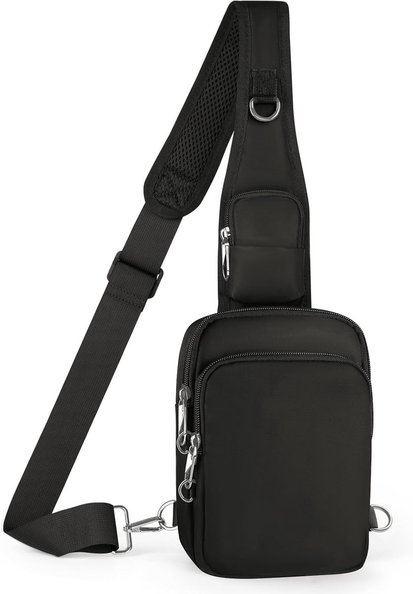 SnelShoppen - Anti-diefstal Sling Borst Crossbody Tas met RFID Blokkeren, Waterdichte Schoudertas voor Outdoor Sport, Wandelen en Reizen, Unisex, Comp