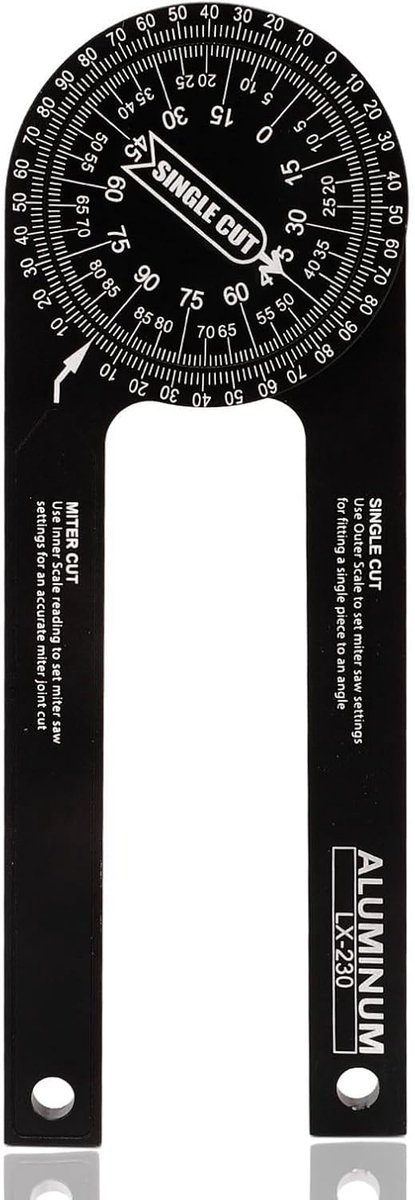 SnelShoppen - 7 inch verstekzaag gradenboog hoekzoeker gereedschap, 360° aluminium metalen verstekmeter voor houtbewerking, plinten, binnen buiten hoe