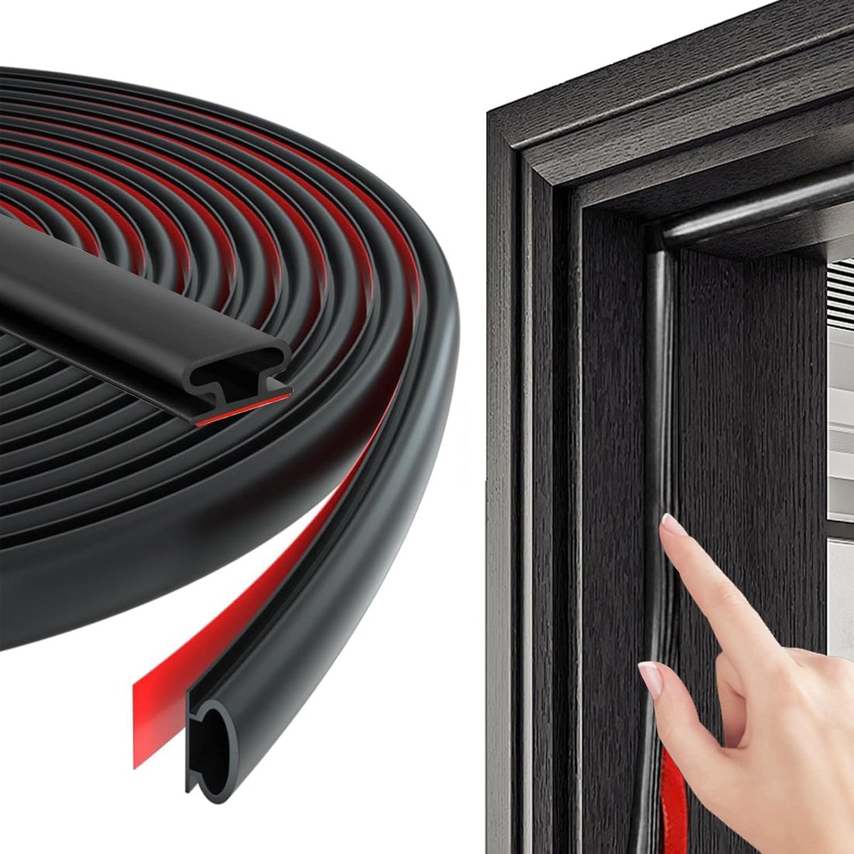 SnelShoppen - 8m D-vormige Rubber Weerbescherming - Zelfklevende Deurdichtingsstrips - Geluidsdicht, Waterdicht - Afdichtstrips voor Deur/Raamkozijn -