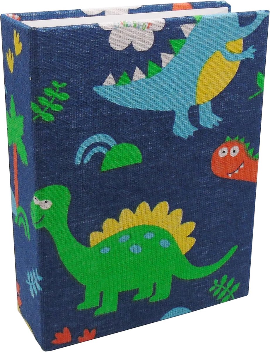 SnelShoppen - Klein Fotoalbum voor Kinderen - 100 Vakken 4x6 - Dinosaurus Insteekbare Linnen Omslag - Baby Fotoboek voor Familie en Herinneringen