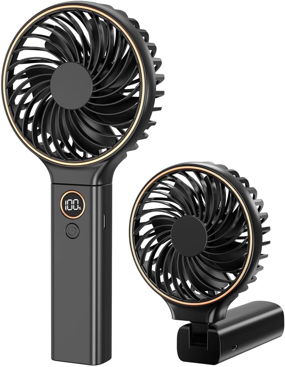 SnelShoppen - Handventilator Oplaadbaar met 6 Snelheden, Stille Draagbare USB Ventilator met LED-Display, Krachtige 4000 mAh Batterij voor Thuis, Kant