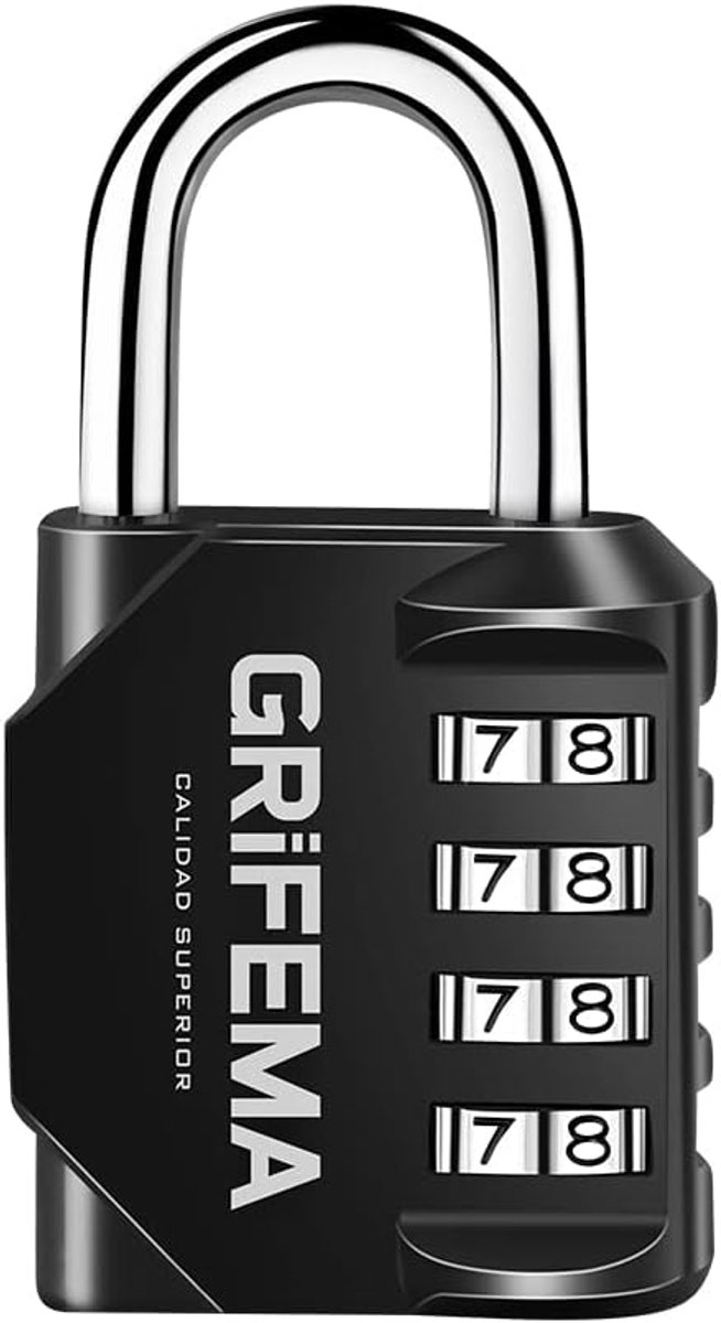 SnelShoppen - 4-Cijferig Cijferslot Combinatie Hangslot voor School, Sportkluisje, Gereedschapskast, Gym, Zwart, Sterk en Weerbestendig