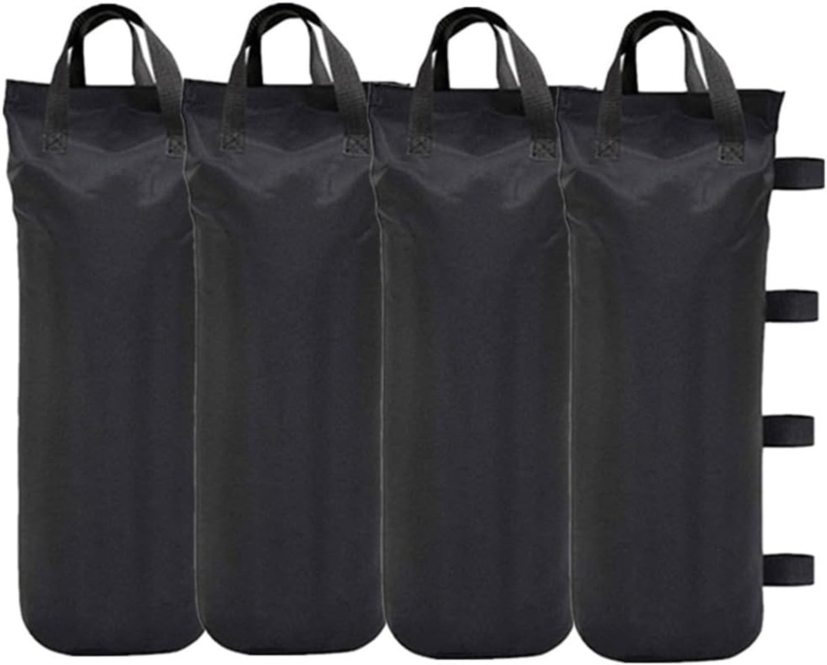 SnelShoppen - Set van 4 Paviljoen Gewichten - Zandzakken voor Pop-up Tenten en Parasols - Hoogwaardig 800D Oxford Materiaal - Zwarte Zandzakken voor S