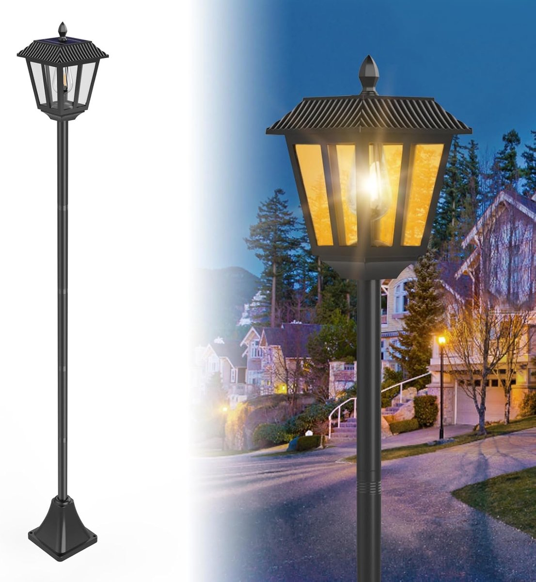 SnelShoppen - Outdoor LED Solar Lamp met Aarde Staaf - Weerbestendige Tuinlamp 180 cm Warm Wit - Energiezuinige Verlichting voor Tuin, Patio, Balkon,