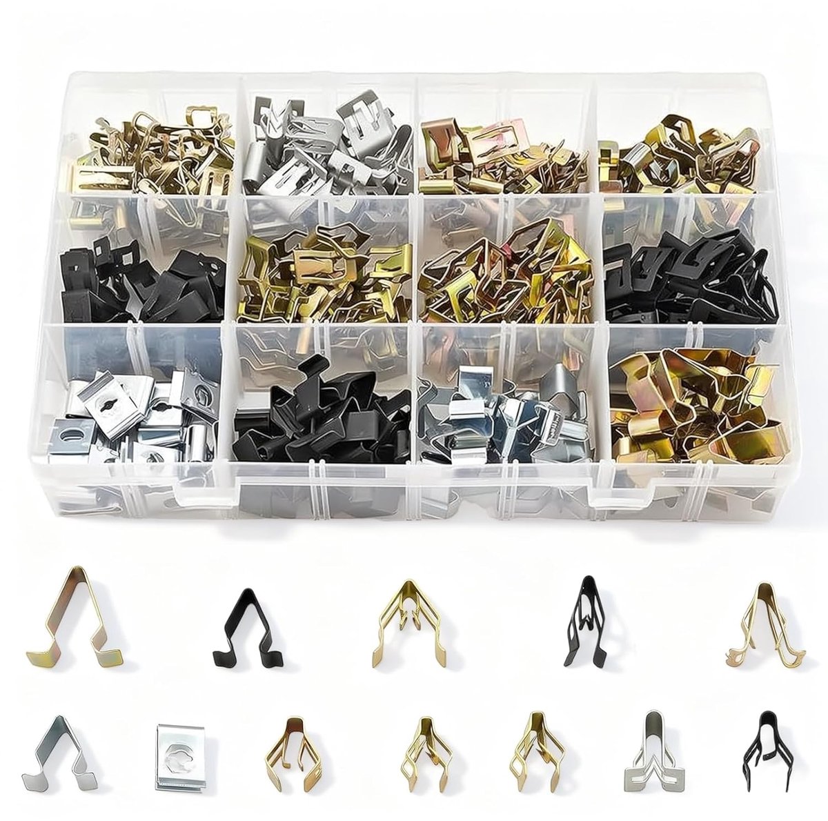 SnelShoppen - 240 Stuks Auto Montage Clips, Universele Kofferbak Liner Bevestigingsklemmen, Binnenbekleding C Clip, Veerklemmen voor Auto Reparatie en