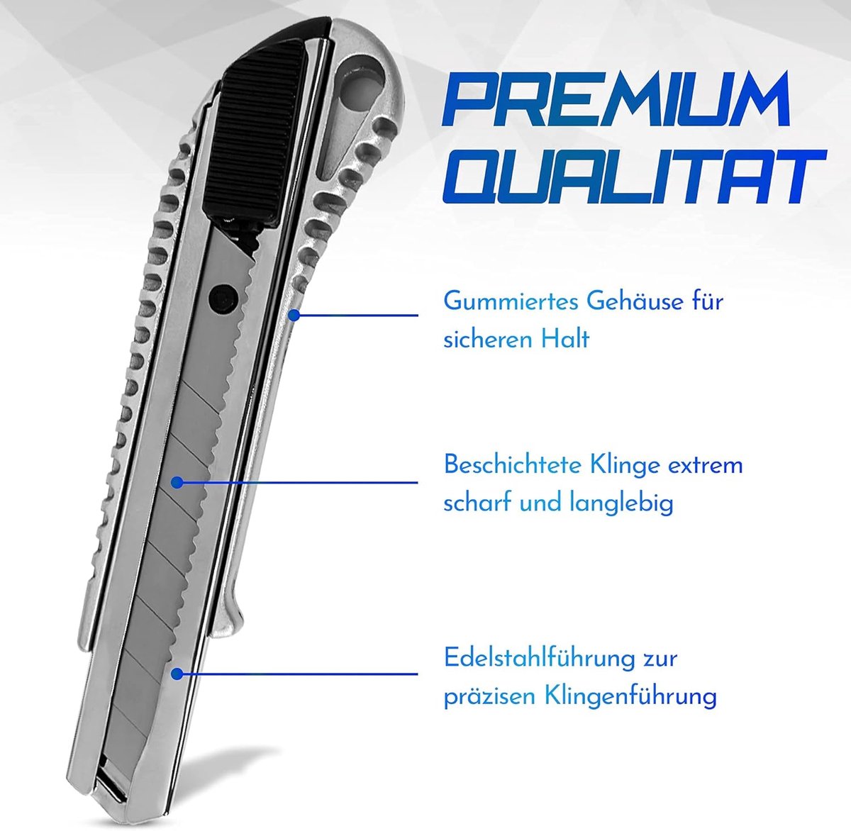 SnelShoppen - 10 x Professionele Aluminium Snijmessen 18 mm voor Vloerkleden, 100 x SK5 Afbreekmessen, Perfect voor DIY en Zakelijk Gebruik
