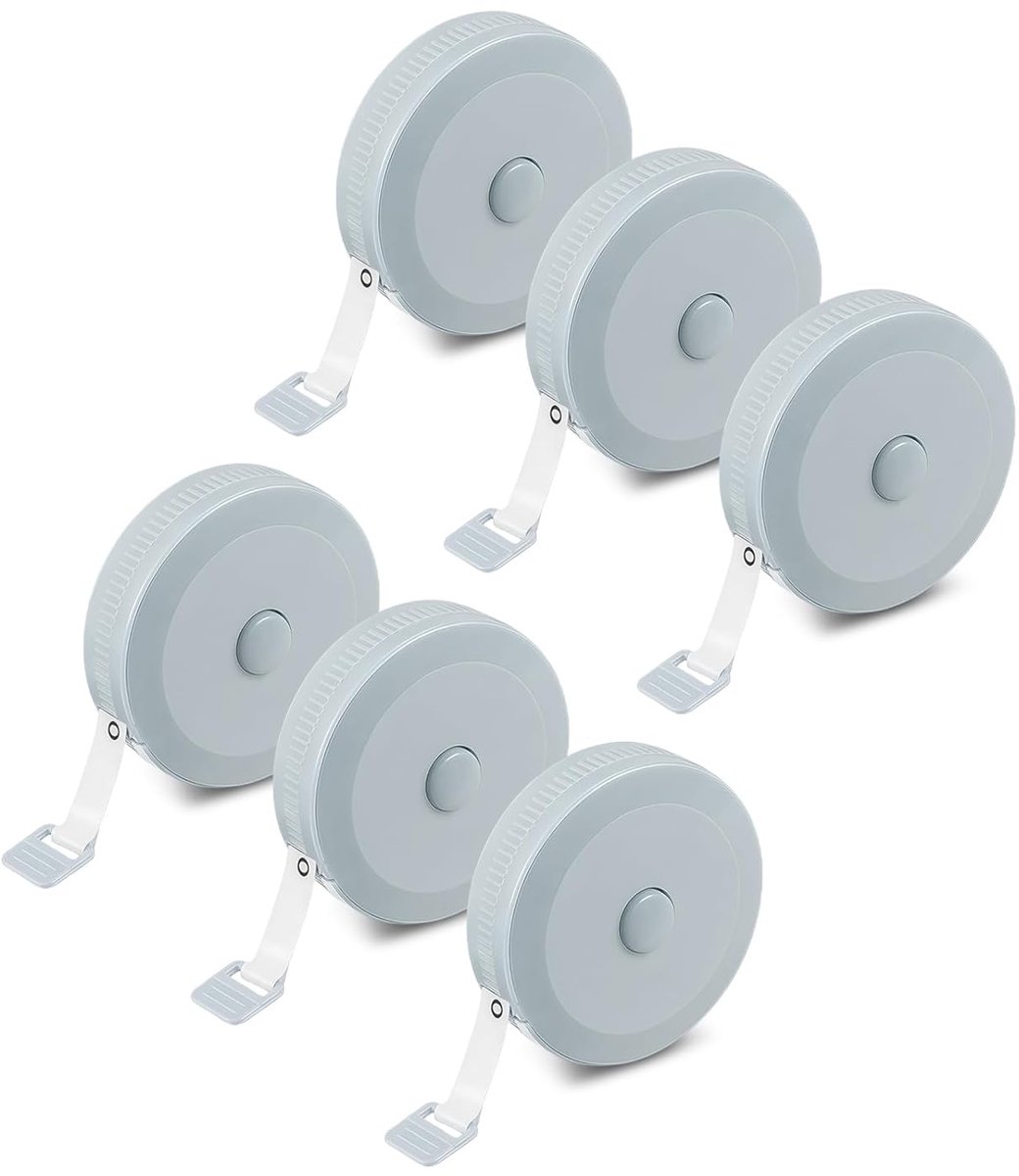 SnelShoppen - 6 Stuks Meetlint 150 cm Zacht Tailor Tape Meetlint voor Arm, Dij, Taille, Borst, Naaiwerk, Milieuvriendelijk Materiaal, Retractable en H