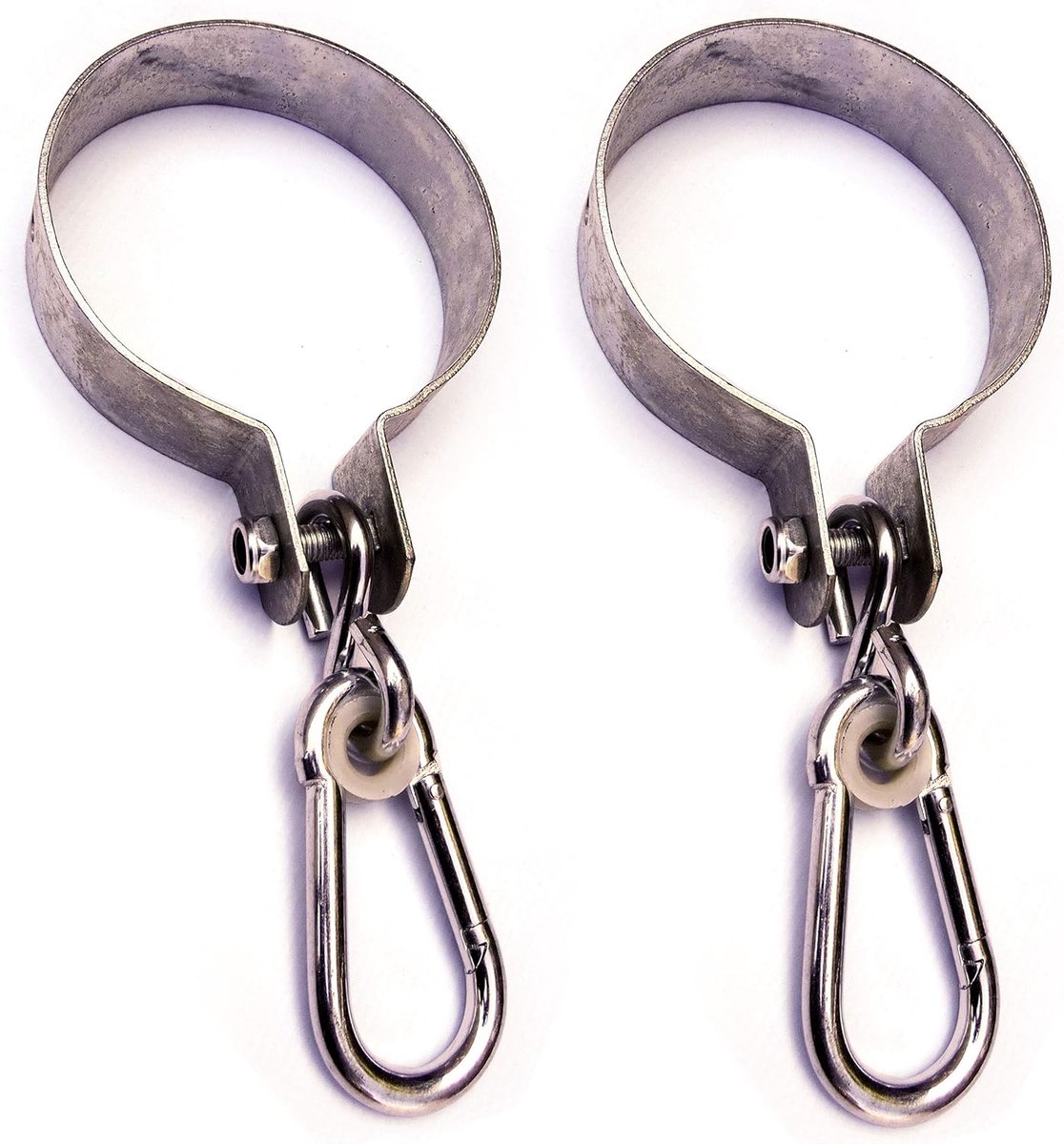 SnelShoppen - Set van 2 Swing Haak Ronde Bevestiging met Karabijnhaak voor Schommels, Tuin, Kinderen, Hout, 12 cm, Gegalvaniseerd, Sterk en Duurzaam