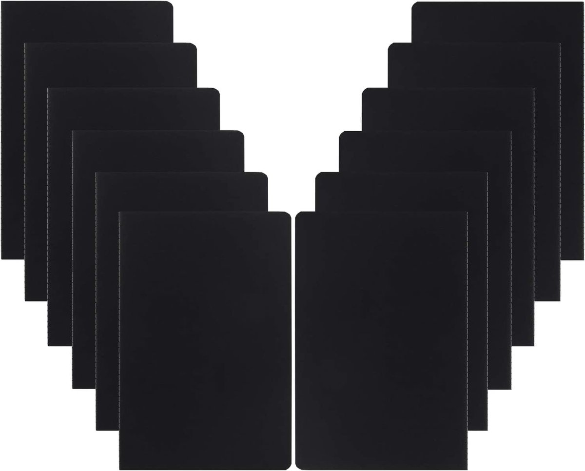SnelShoppen - Notebook A5 - 12 Stuks - Lege Notitieboekjes Zacht Kaft - 30 Bladen - Onbedrukt - Perfect voor Schrijven, Schetsen, Dagboek - Zwart - Id