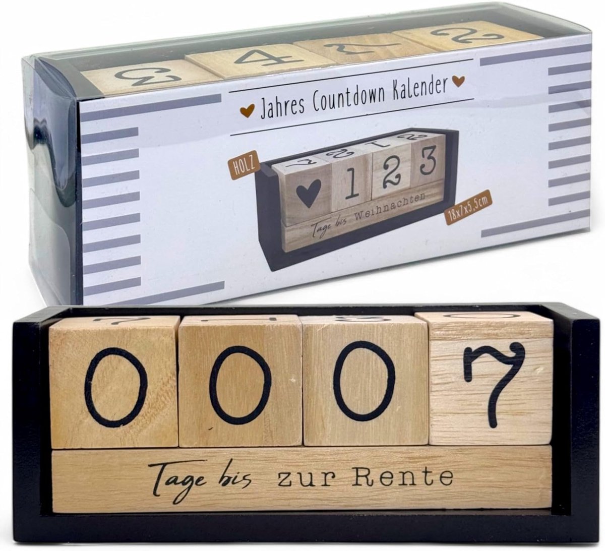 SnelShoppen - Houten Countdown Kalender - Permanente Tafelkalendar met Decoratieve Blokken - Tot 432 Dagen Voor Speciale Gelegenheden - Zwart/Natuur -