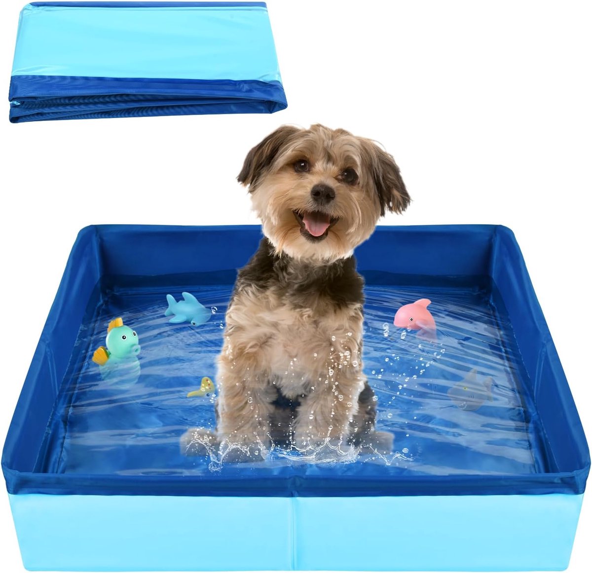 SnelShoppen - Vouwbare Katten- en Hondenbadpool - 50 x 10 cm - Blauwe PVC Zwembad voor Dieren - Ideaal voor Watergames, Baden en Opslag - Duurzaam en