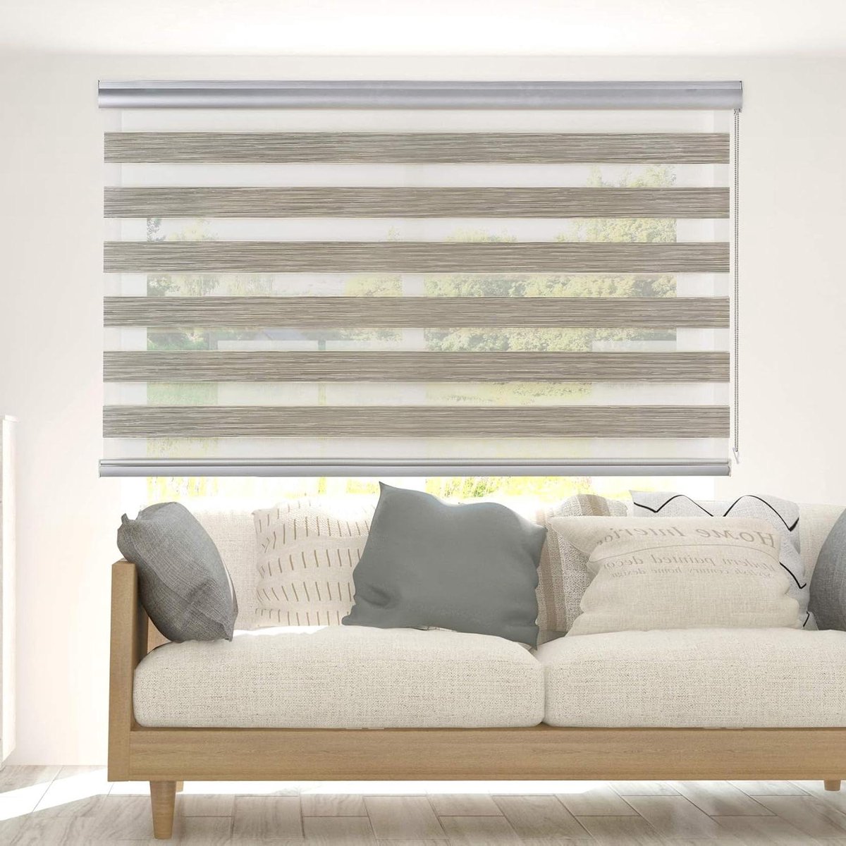 Duo Rolgordijn - Dag en nacht - Lichtregulatie - Dubbele stof - 80 x 250cm - Beige