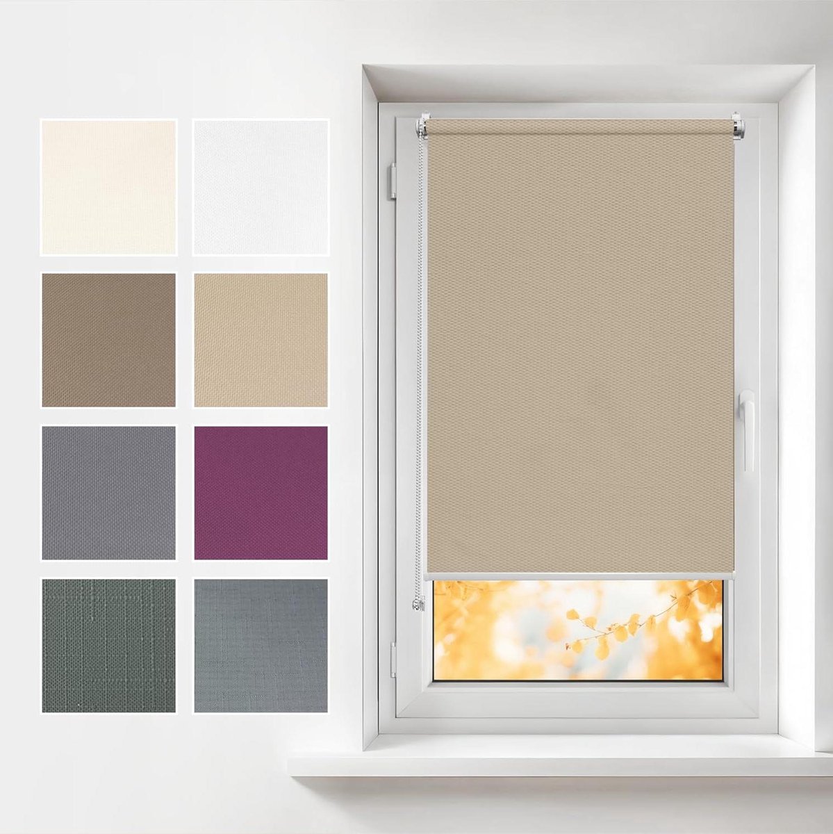Rolgordijn - Raambekleding - Privacy en Zonwering - Klemfix montage - 100x150 cm - Donkerb
