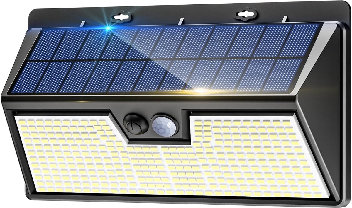 SnelShoppen - Solar Lights Outdoor Motion Sensor 318 LED Lamp Waterproof 800 Lumen Tuin Verlichting - 3 Modi voor Buiten, Wandlamp voor Tuin, Huis, Ca