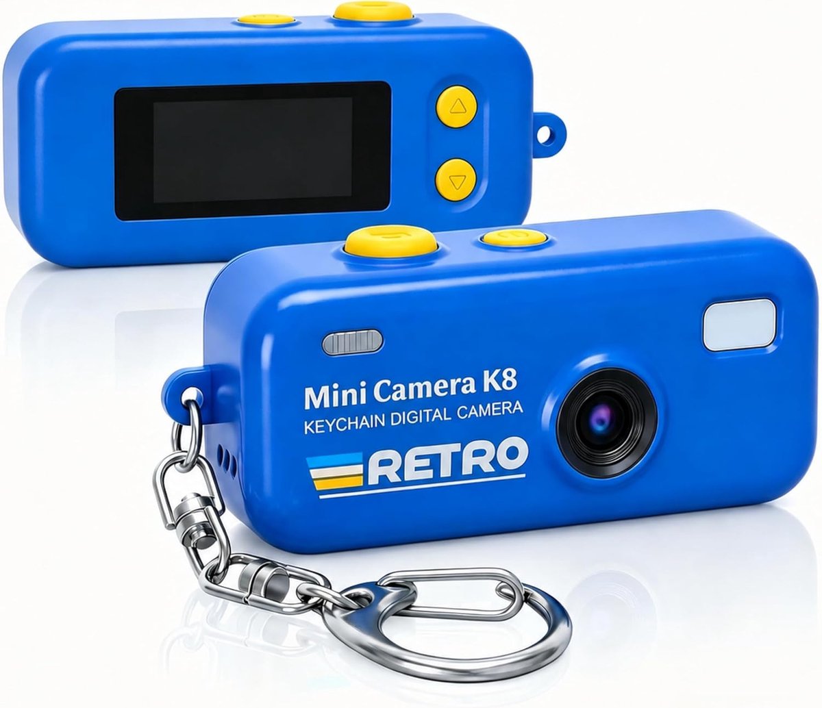 SnelShoppen - Mini Digitale Sleutelhanger Camera 1080P met 8GB Kaart, 2MP Foto en Video, 12 Filters, 16X Zoom voor Beginners, Tieners en Volwassenen (