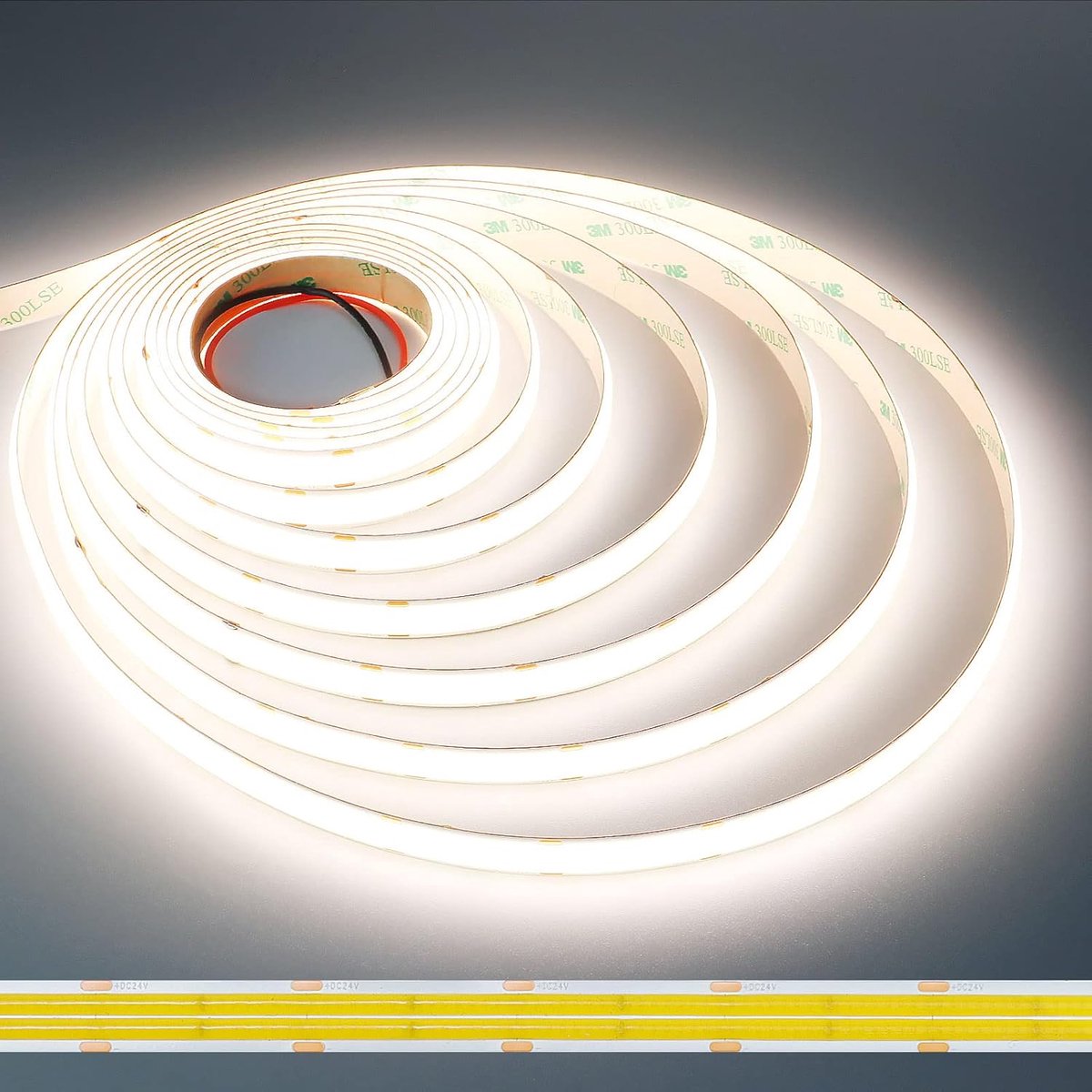 SnelShoppen - Dual Row COB LED Strip 24V 5M 4000K Natuurlijke Wit Binnenverlichting, CE UL Pro+ 3000LM/M Ultra Helder 960LEDs/M CRI 95+ LED Tape 25W/M