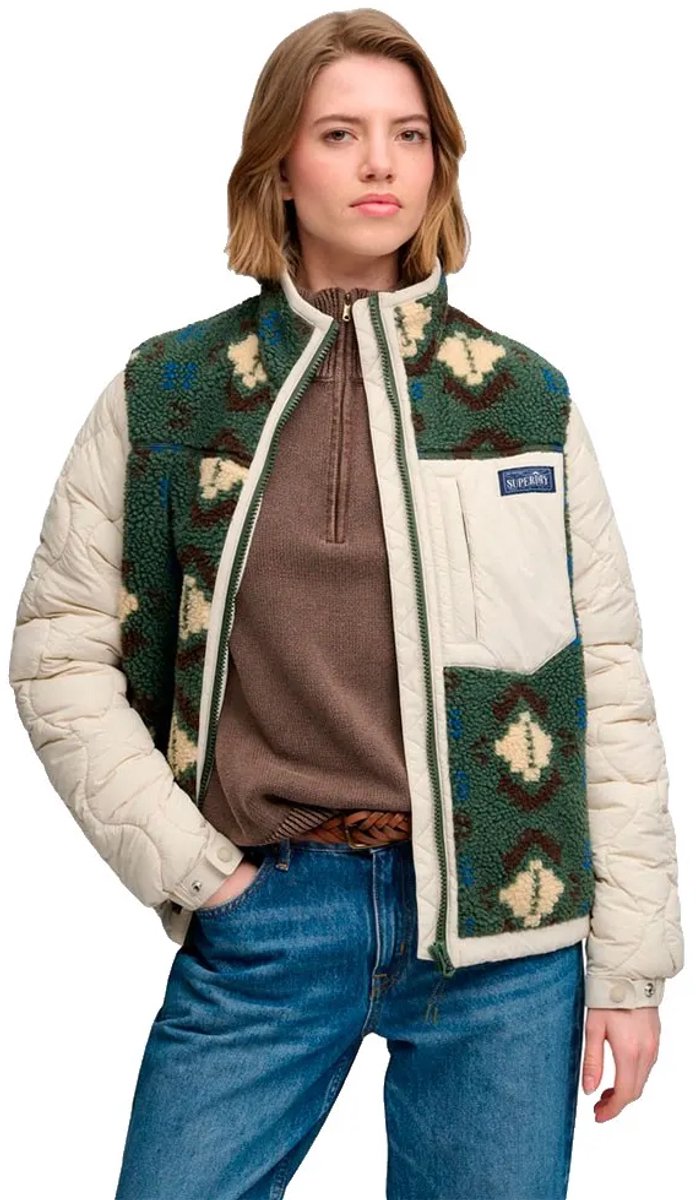 Superdry Fleece Onion Quilt Hybrid Jas Dames Gewatteerde jassen Khaki
