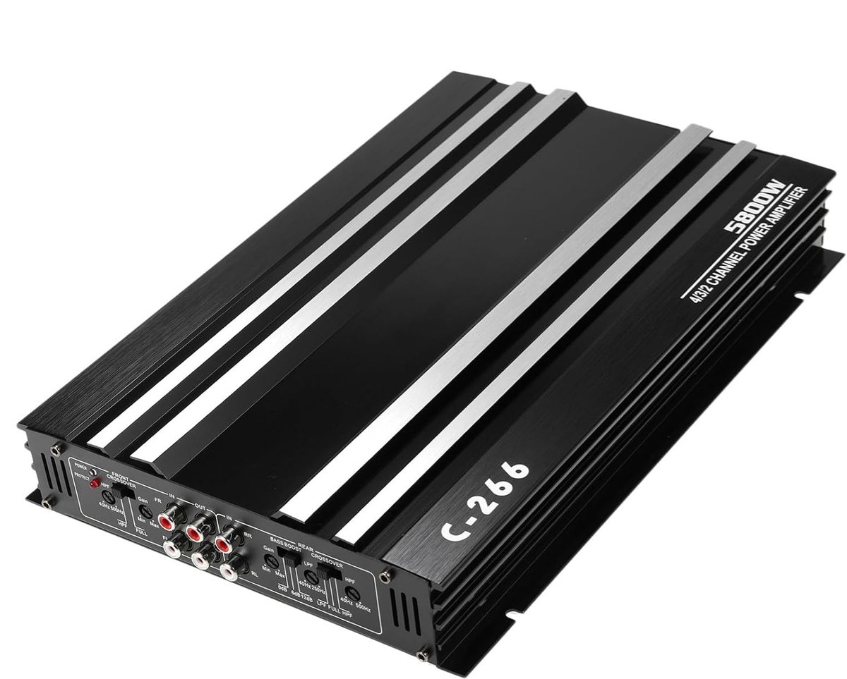 SnelShoppen - Car Amplifier 12V 4 Kanaals Hoogwaardige Aluminium Stereo Versterker voor Auto met Verbeterde Geluidskwaliteit