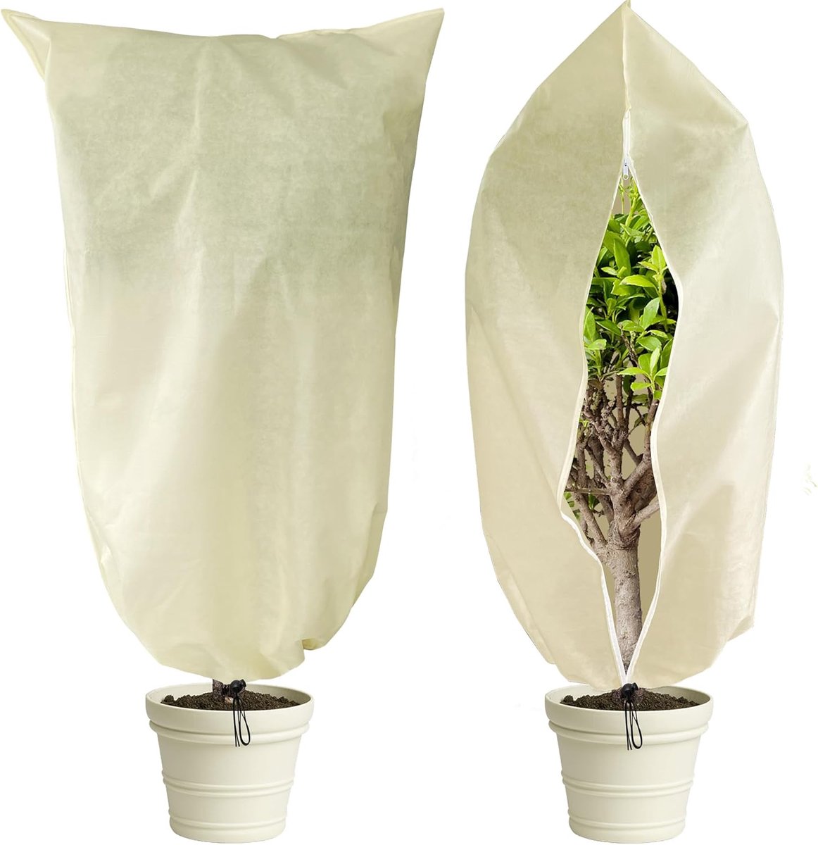 SnelShoppen - Grote Winter Plantbescherming - Vorstbescherming Potplanten Zak met Rits en Trekkoord - Koudbestendige Bescherming voor Tuinplanten, Fru