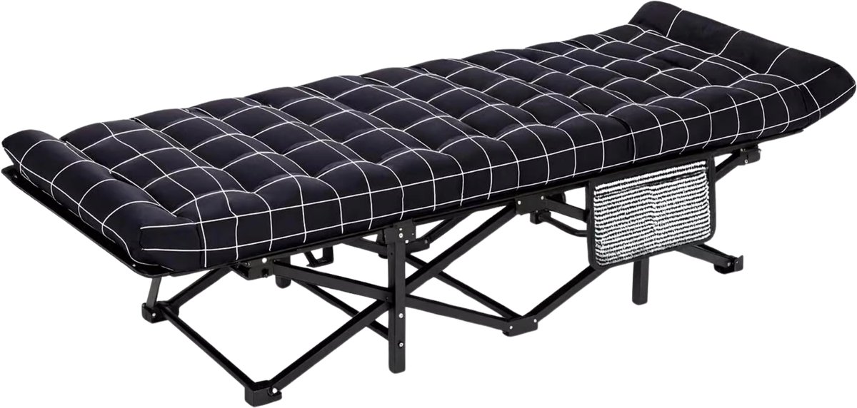 Campingbedje - Fluweel en stevig frame, zwart 190 x 71 x 40 cm - voor Thuis en Professioneel Gebruik