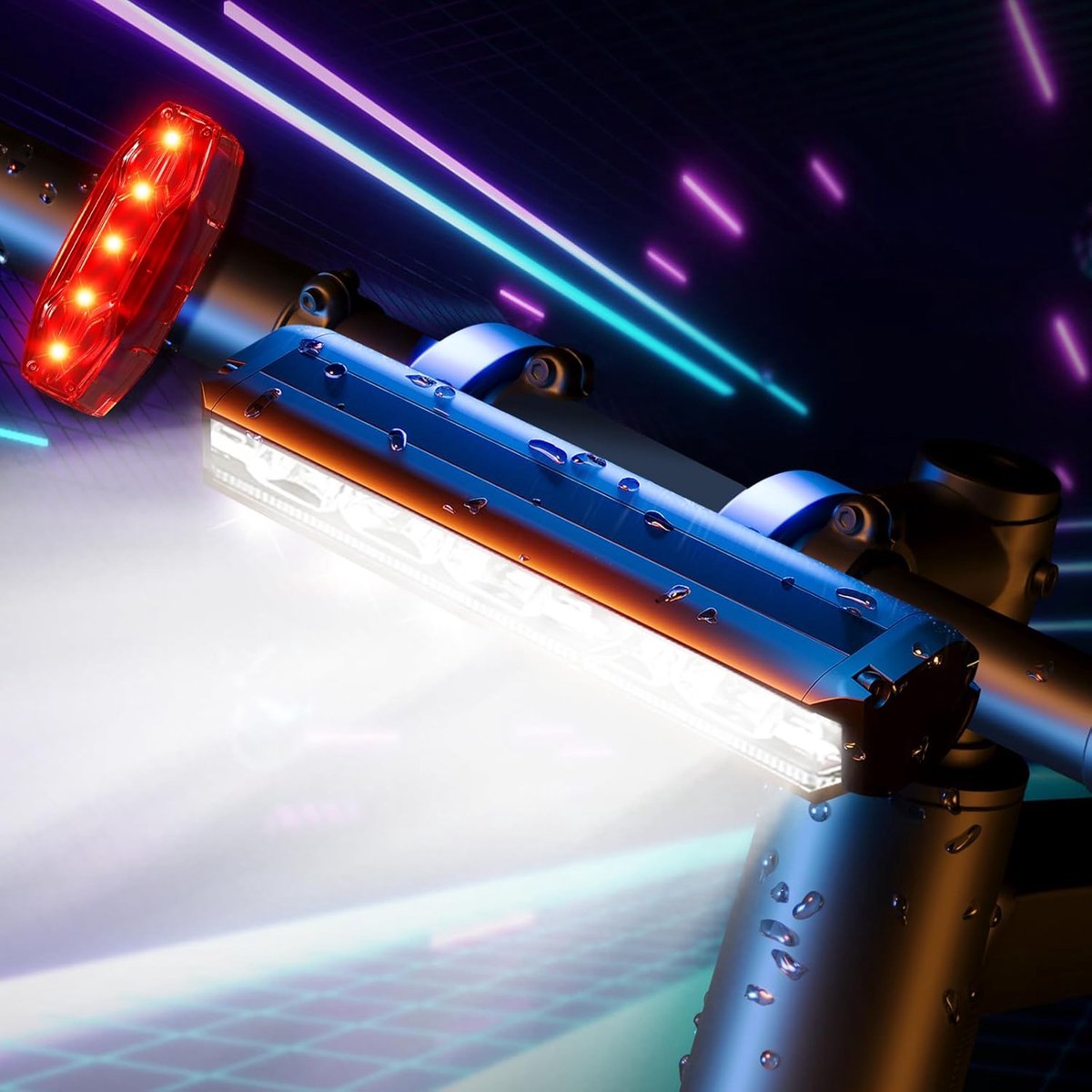 SnelShoppen - IPSXP Led-fietsverlichting voor en achter, USB-oplaadbaar, ultralicht aluminium, IPX5 waterdicht, krachtige voor- en achterlichten voor
