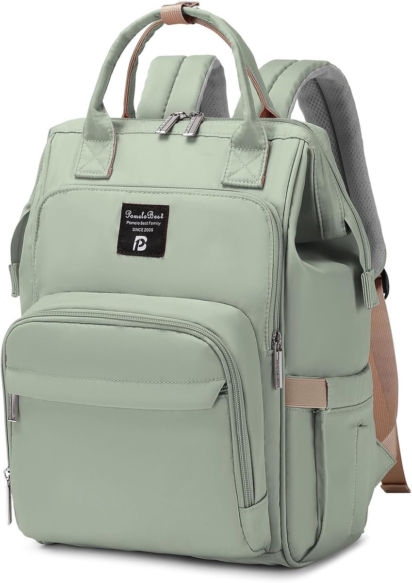 SnelShoppen - Multifunctionele Luiertas Rugzak Groen, Laptop Compartment, Gewatteerde Schouderbanden, Ideaal voor Reizen en School