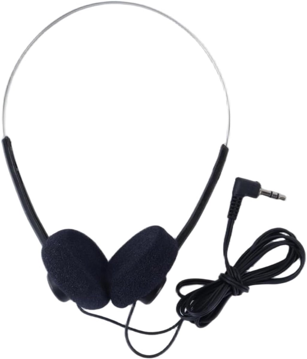 SnelShoppen - Black Retro Over-Ear Earbuds Hi-Fi Stereo Mini Wired Koptelefoon - Lichtgewicht, Universeel Compatibel, Zwart, Voor Mobiele Apparaten &
