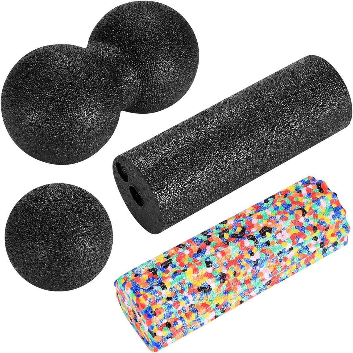 SnelShoppen - 4-Delige Massagebal Set, Foam Rollers, Dubbele Pinda Bal, Lacrosse Ballen, Kleine Spiermassage, Fascia Massages voor Rug, Voeten, Nek, W