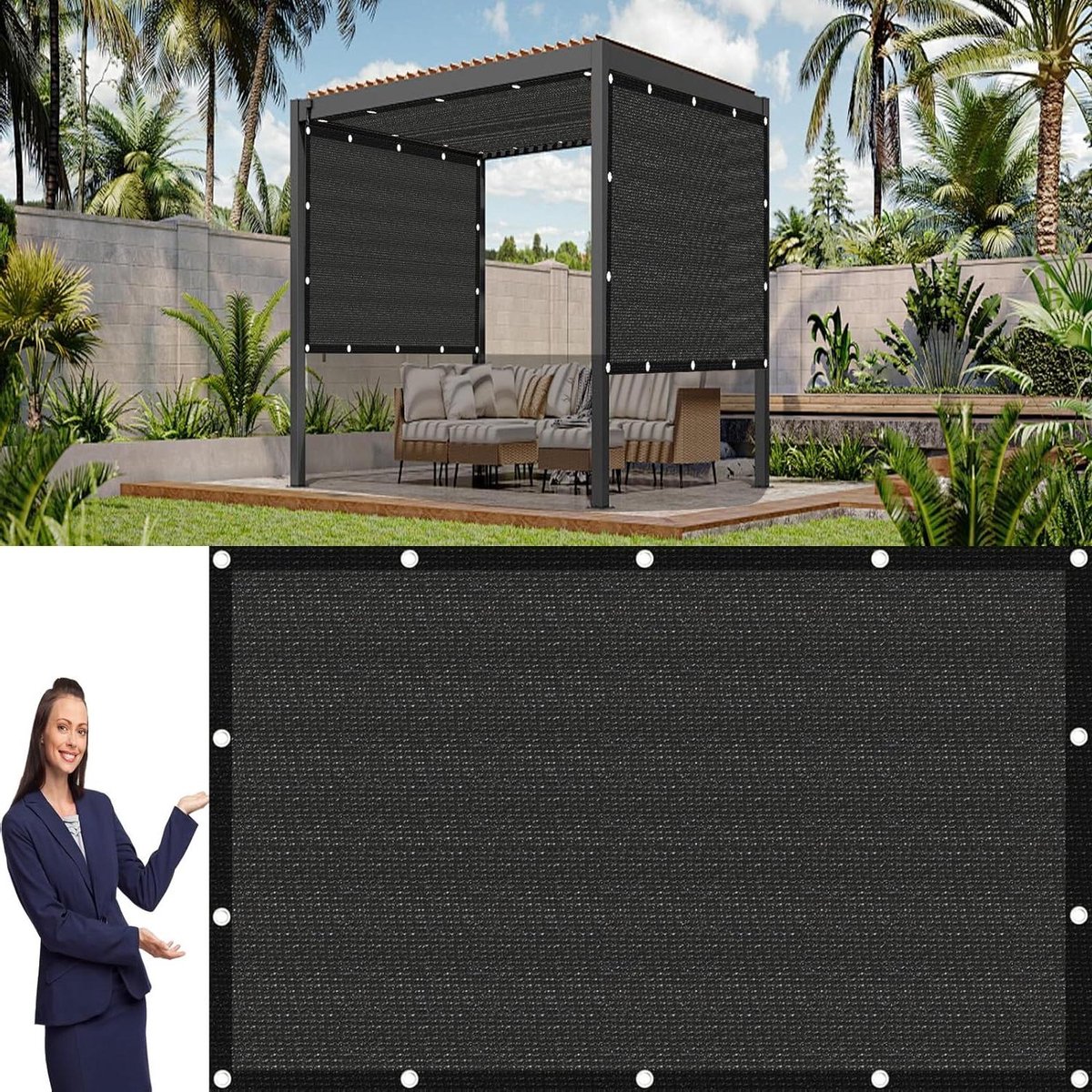 Tuin Schaduwdoek - Pergola Zonnedoek - Buiten Leven - Hoge Dichtheid Polyethyleen - 1.6 x