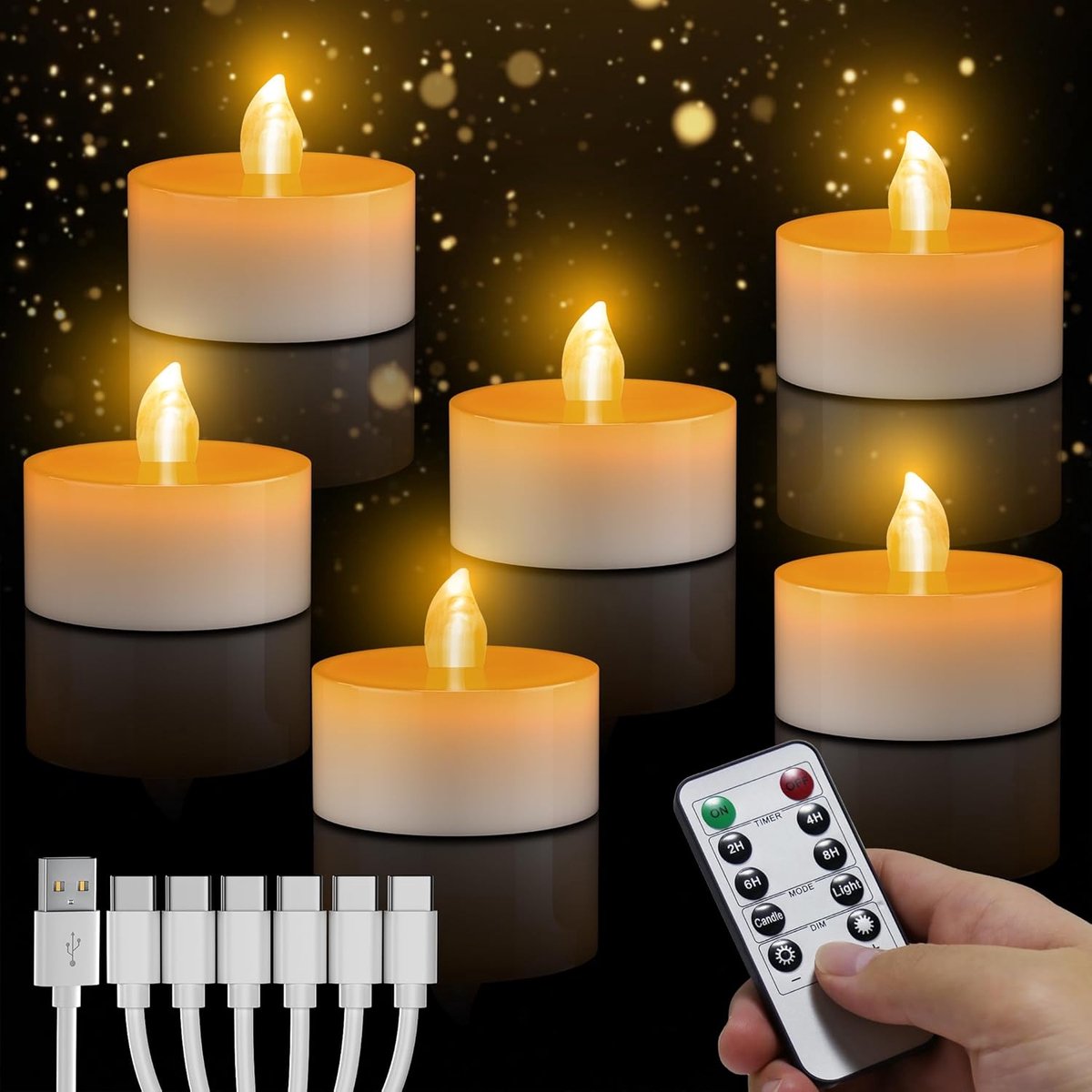 SnelShoppen - Oplaadbare LED-theelichtjes Warm Geel met Afstandsbediening en Timer - Vlamloze Ivoor Kaarsen voor Bruiloften, Feesten, Kerstmis en Hall
