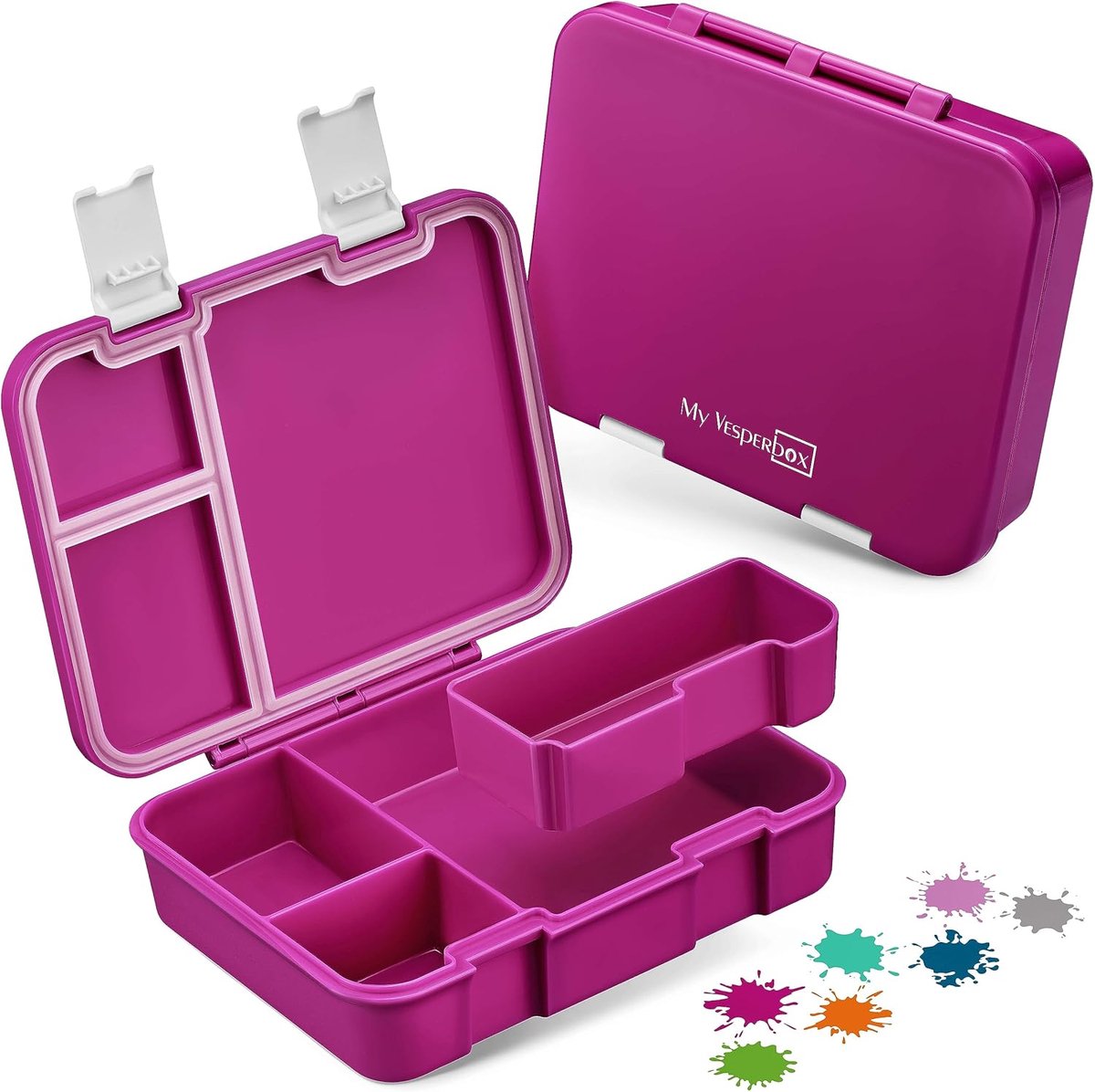 SnelShoppen - My Vesperbox Jin Bentobox voor Kinderen, Robuuste Lunchbox, Schokbestendige Broodtrommel, BPA-vrij, Kindvriendelijke Vergrendeling, Lila