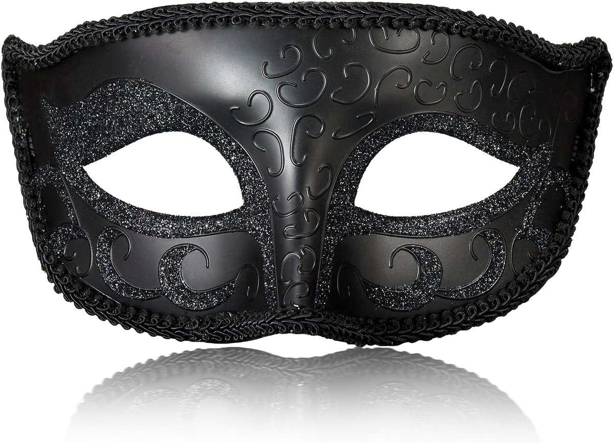 SnelShoppen - Zwart Maskerade Masker voor Mannen - Retro Venetiaanse Cosplay Masker voor Halloween Feest - Vintage Griekse Stijl - Perfect voor Partie