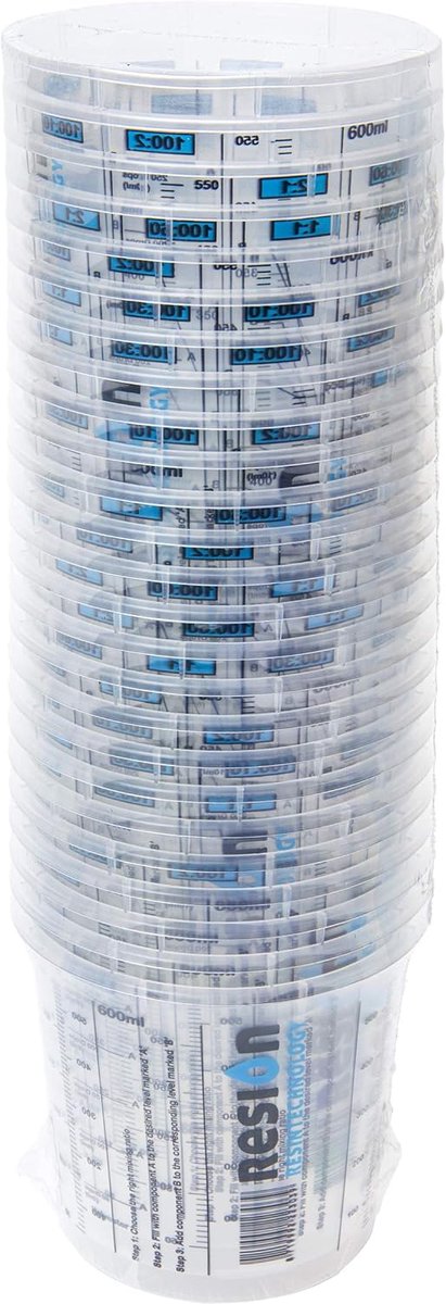 SnelShoppen - 25 x Verfmengbeker 650 ml - Sterke Slagvaste Mengbekers voor Epoxy, Polyester, Verf en Lakken met Duidelijke Mengverhouding