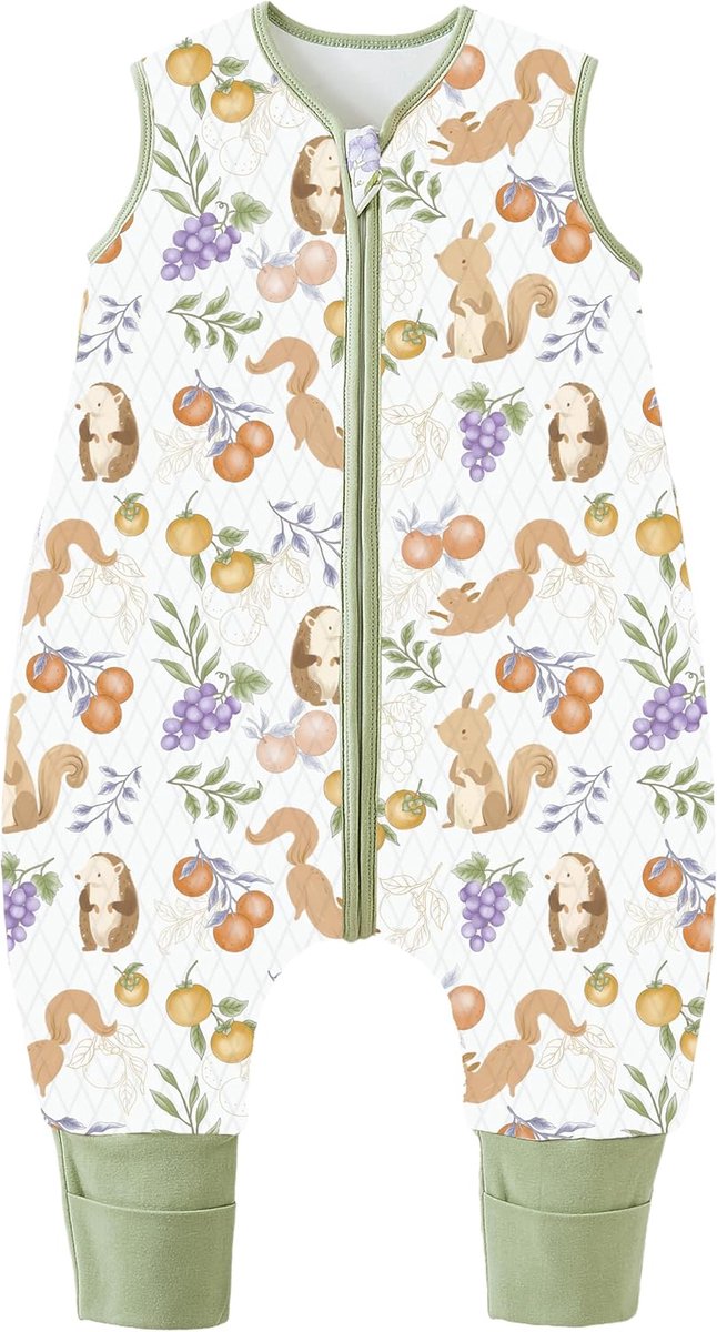 SnelShoppen - Babyslaapzak 1,5 TOG Met Voeten - 100% Katoen Eekhoorntje 90 cm - Geschikt Voor Kinderen 100-110 cm - Warm en Ademend Voor Het Hele Jaar