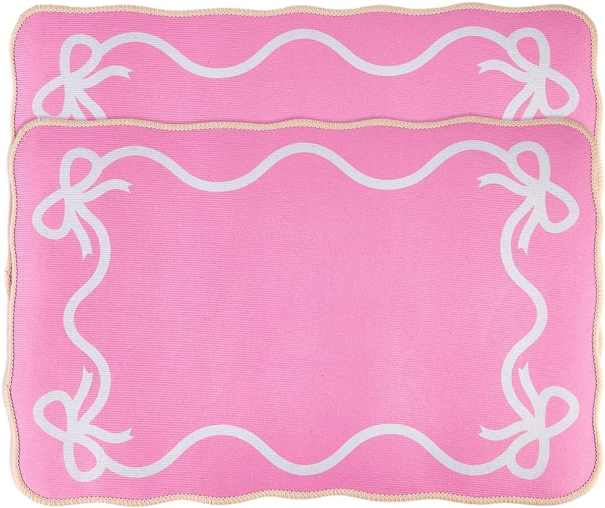 SnelShoppen - 2 stuks Roze Strik Badmat Badkamer Tapijt Antislip Microfiber 59,9 x 35,96 cm Zacht Absorberend Decor voor Douche Appartement