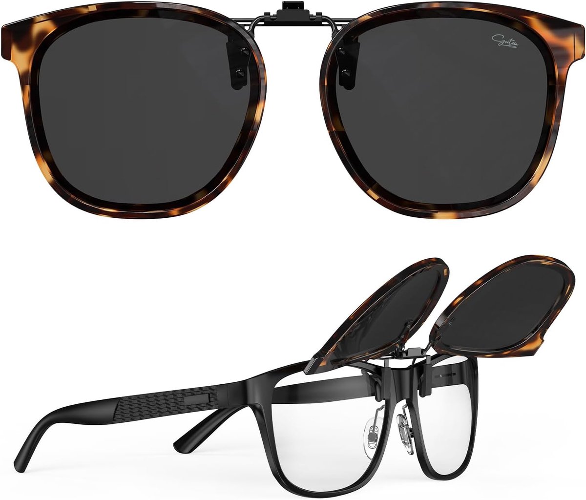 SnelShoppen - Goiteia Clip-on Zonnebril voor Brillen op Sterkte, Modieuze Overzet Zonnebril voor Mannen en Vrouwen, Discreet en Handig Ontwerp, Makkel