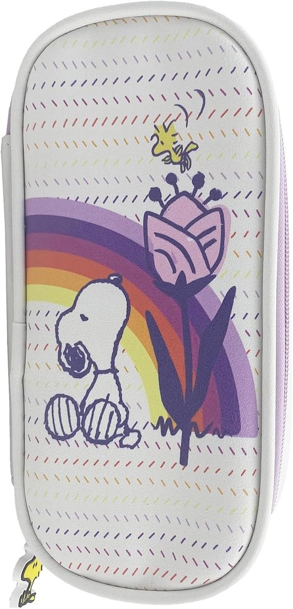 SnelShoppen - Snoopy Pennenetui Make-up Tas - Beige Organizer voor Schrijfwaren, Schoolbenodigdheden, Kantooraccessoires - Estandar Basic