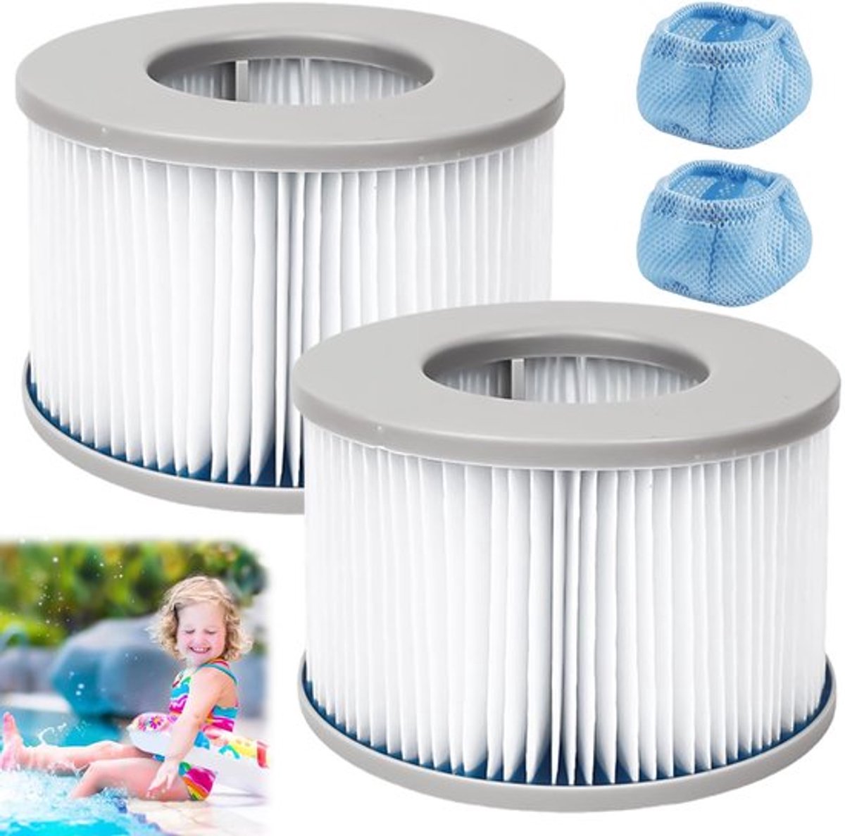 Filterpatroon, verpakking van 2, waterfilter, filterpatronen met 2 filterbeschermhoezen, vervangende filterpatroon, filterpatroon, accessoires voor alle filters