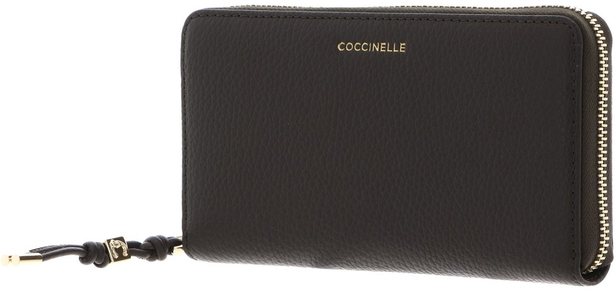 COCCINELLE Leren portemonnee Pansy Wallet Grained Leather Fango donkergroen