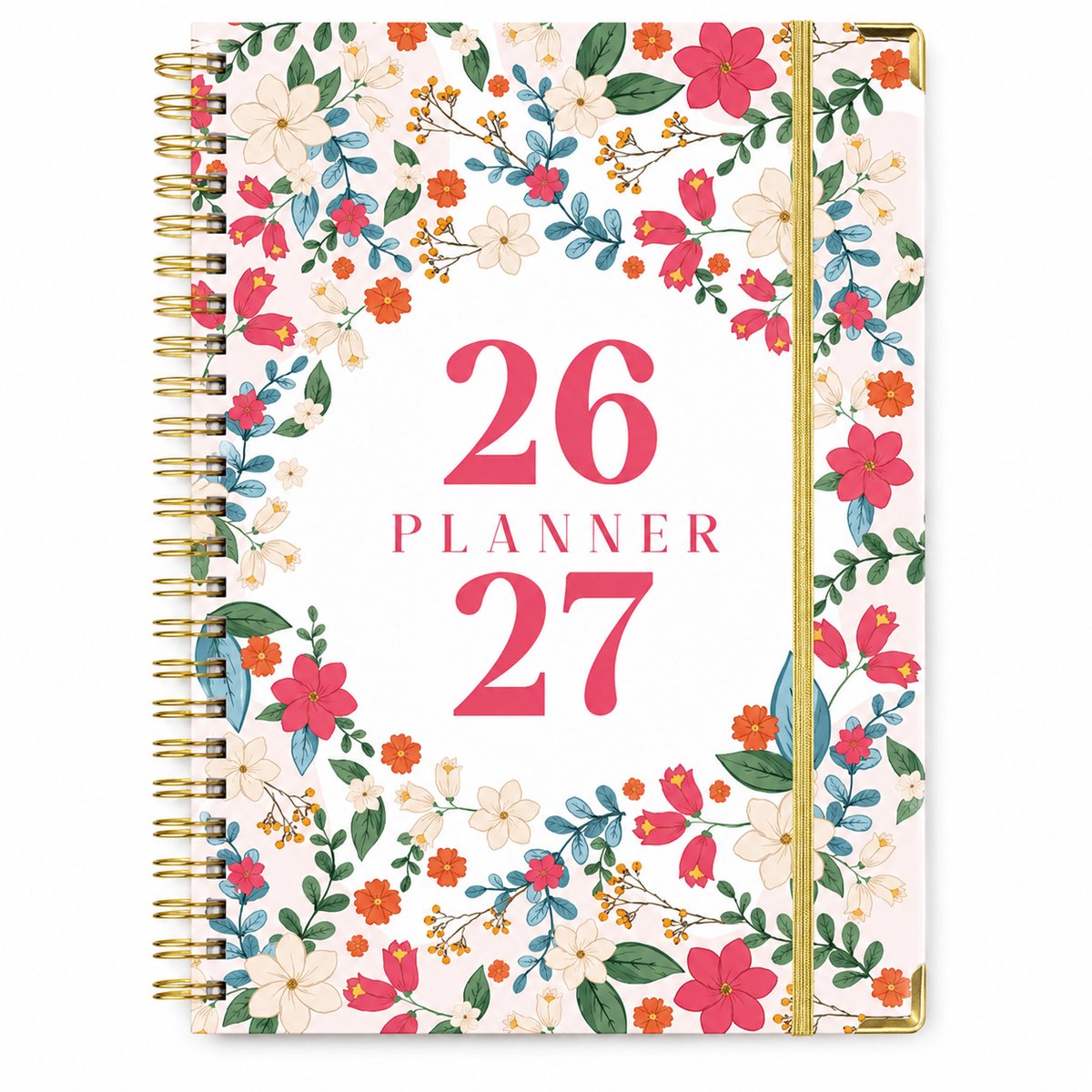 VHV - Schoolagenda 2026-2027 A5 - Week- en Maandplanner - Harde Kaft met Metalen Hoeken, Elastieksluiting en Spiraalbinding
