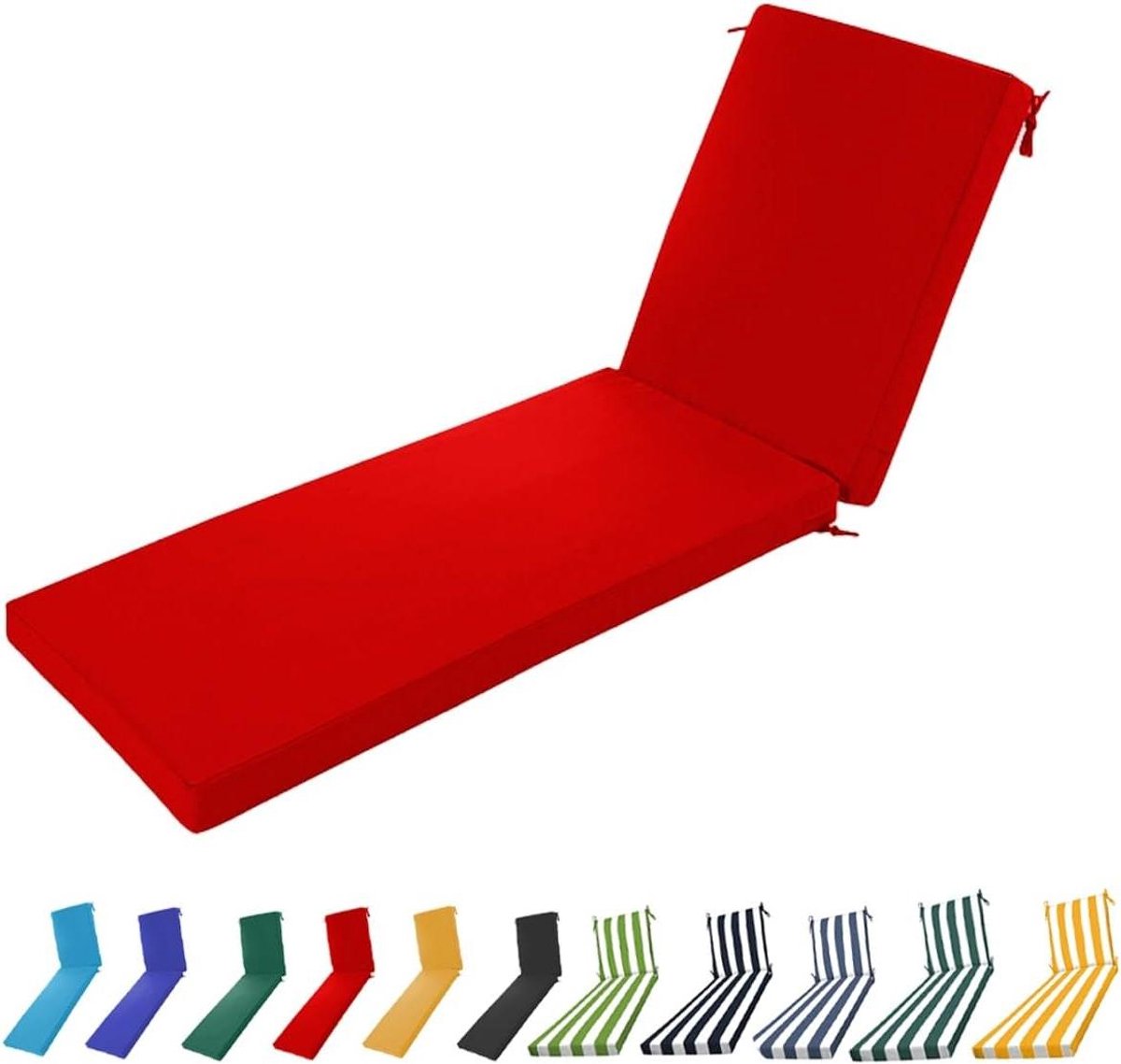 Ligstoelkussens - Tuinkussens vervanging - Buiten ontspannen - Waterdicht en weerbestendig - 193x56x10cm - Rood