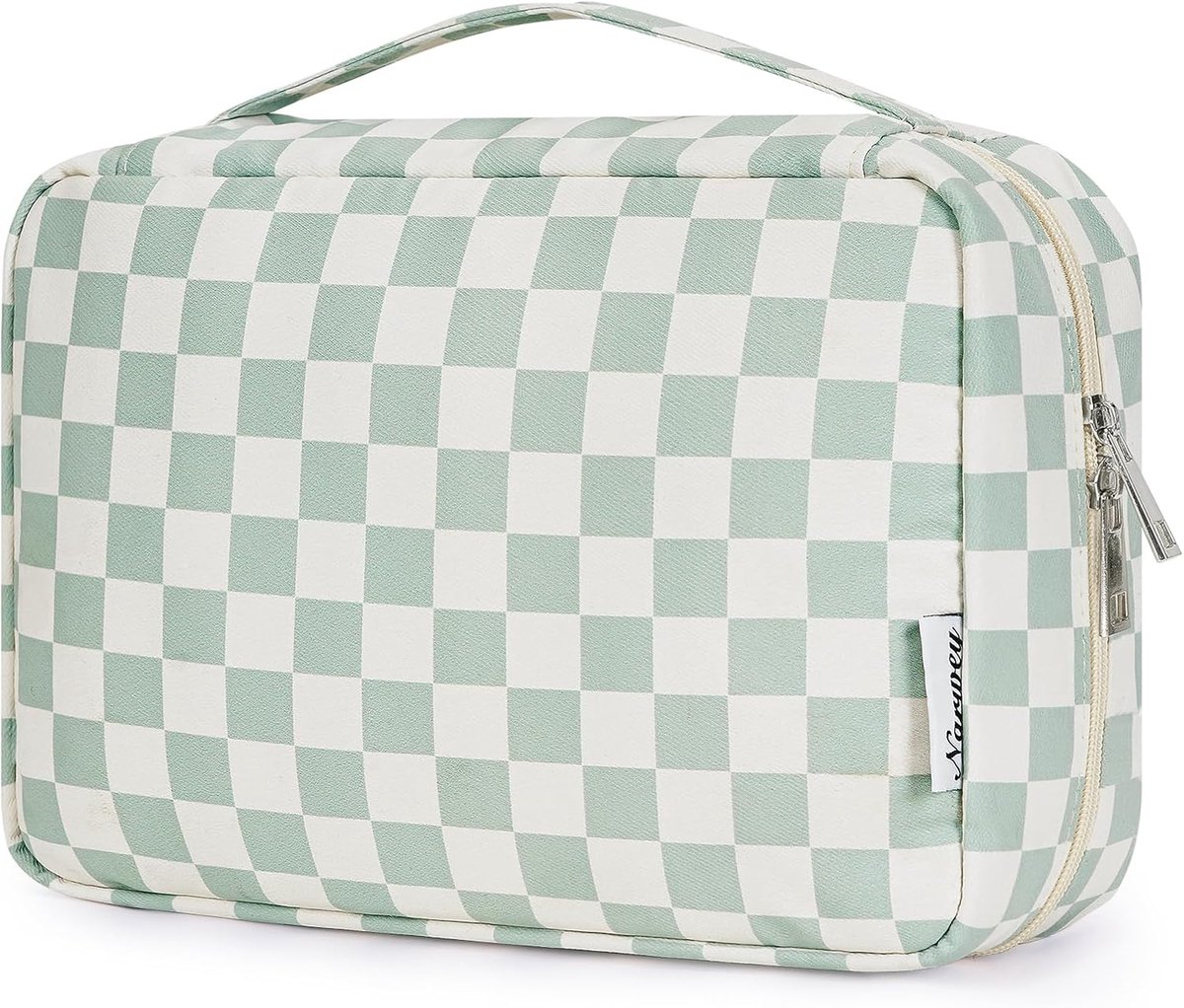 Hangende Toilettas Mint Groen Schaakbordpatroon - Waterdicht