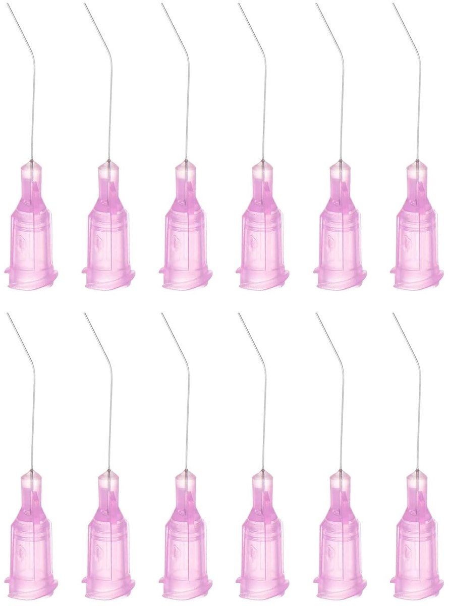 SnelShoppen - 12 Stuks Blunt Pointed Dosing Needles 30 Gauge 45° Gebogen Dosing Tips 1 Inch Luer Elbows voor Olie en Lijm Applicator Violet