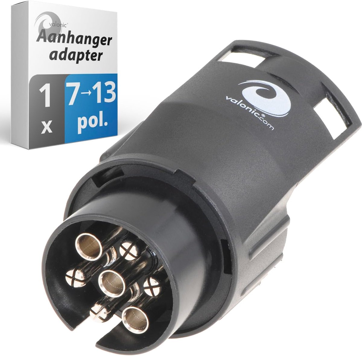 SnelShoppen - Trailer Adapter 7-polig naar 13-polig - Compact Zwart - Voor Auto en Vrachtwagen - Korte Aansluiting en Betrouwbare Verbinding