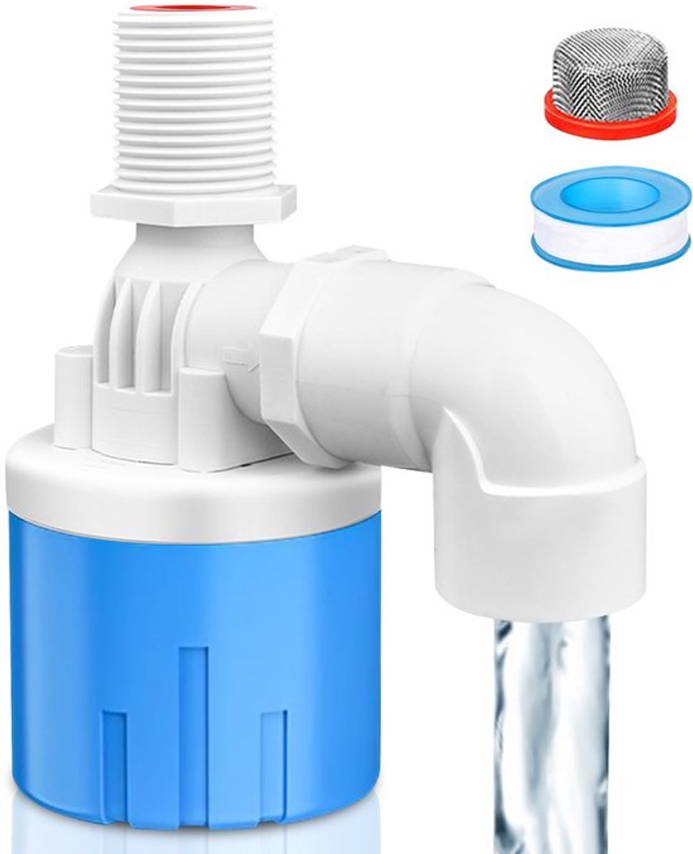 Automatisch vlotterventiel, 3/4 inch, vlotterventiel voor waterpeil, waterniveauregelventiel, automatische waterniveauregeling, vulventiel met filter, voor aquarium, zwembad, veetrog