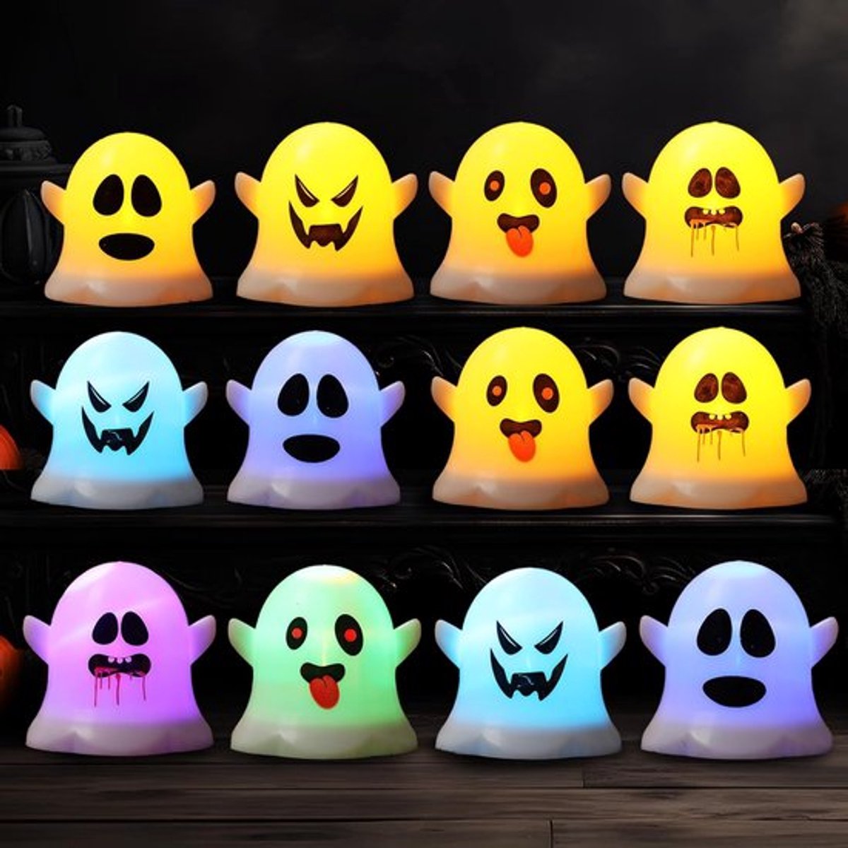 Gloeiende Spooklichtjes - Halloween Mini-LED - Hangende Kleurrijke Vlamloze Kaarsen - Lich