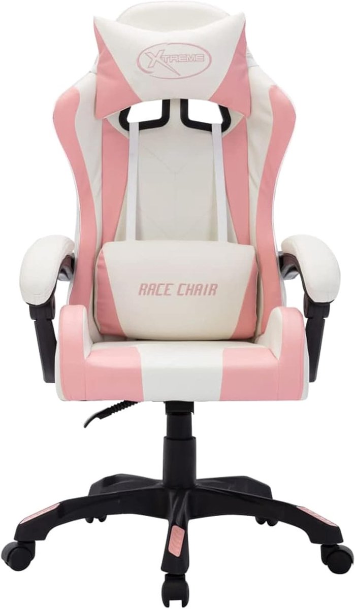 Gaming stoel - Bureaustoel comfort - Comfortabel gamen - Verstelbare rugleuning - 82 x 55 x 315 cm - Roze zwart — afbeelding 5
