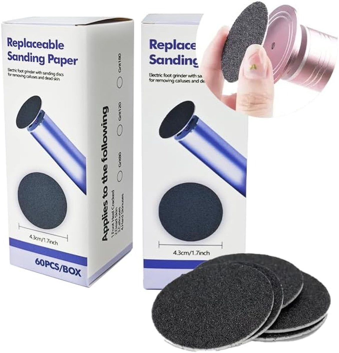 Thijox - 120 Stuks Vervangende Schuurpapierschijven Pads, 180 Mesh Callus Verwijderen Pedicure Voetvijl Gereedschap Accessoires voor Elektrische Voetv